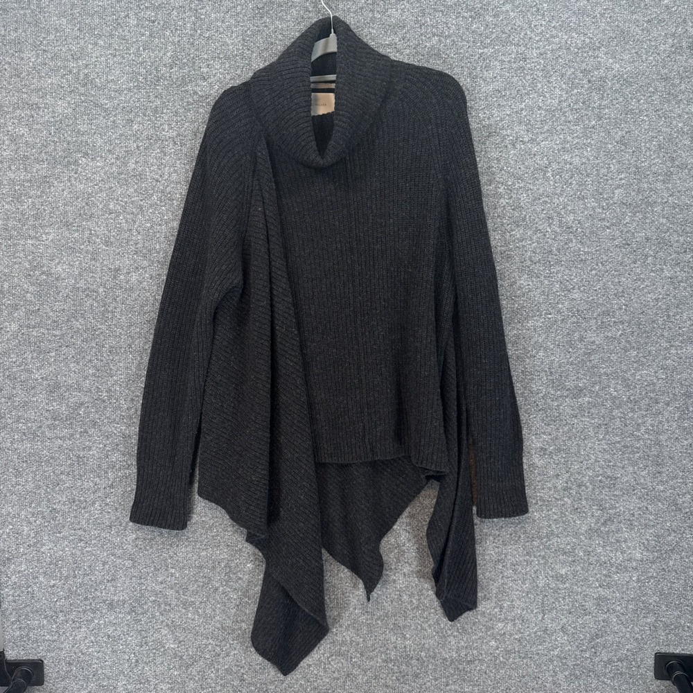 Brochu Walker Sweater Womens XS Gray Asymmetric Hem Wool Cashmere Knit Oversized
